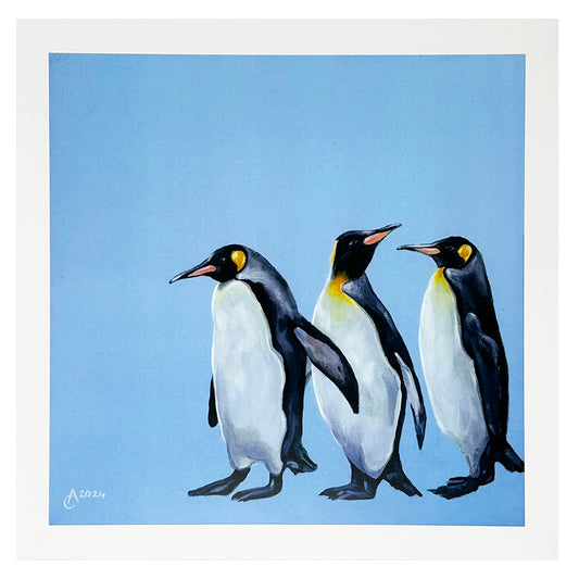 Ally Smith is a local Edinburgh based artist who has always been inspired to paint nature. Ally paints in contemporary bright, bold colours, creating characterful animal studies.
Penguin poster, designed and printed in Scotland on paper from managed forests.
29.8cm square