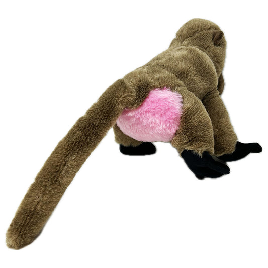 This Eco Supersoft Baboon soft toy from Zappi is 100% recycled, making them not only cute but also good for the environment. A well stuffed plush body with fluffy eye brows, short plush nose safety beaded eyes and a distinctive pink rear. This Baboon really wants your attention.
22cm