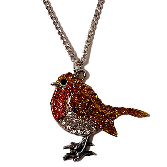 Spread some sparkle with this dazzling Boxed Robin Pendant Necklace. Silver plated pendant and chain, comes in an a delightful gift box.
46cm long chain 3cm pendant