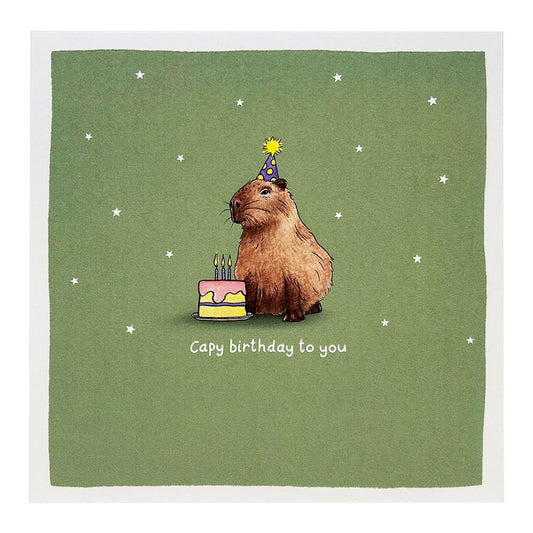Capy Birthday card with super sweet Capybara illustration.
Designed and printed in the UK.
Made from recycled materials.
Blank inside.
15x15cm