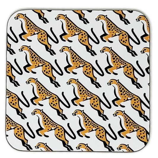 This Edinburgh Zoo Coaster in Repeat Cheetah Design is a fun addition to your home or office. 
Edinburgh Zoo has come together with Hole In My Pocket to create a fun, retro range of cheetah themed products. Shop the collection here.
Illustrated by Allistair Burt, Hole In My Pocket
90 x 90mm