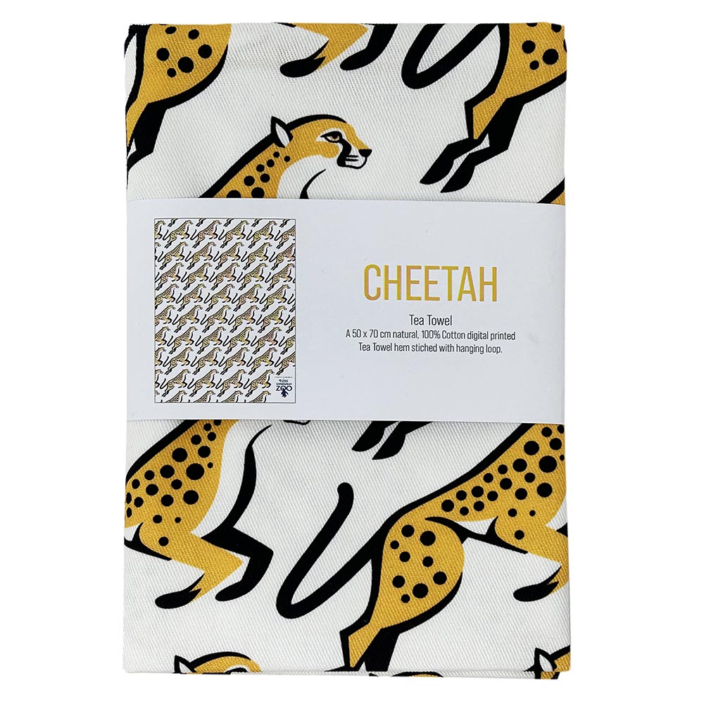 Add a little cheetah colour to your kitchen with this Edinburgh Zoo Cheetah tea towel. Made with 100% cotton, it's both functional and fun. Keep your kitchen cute and tidy with this unique tea towel.
Edinburgh Zoo has come together with Hole In My Pocket to create a fun, retro range of cheetah themed products. Shop the collection here.
Illustrated by Allistair Burt, Hole In My Pocket