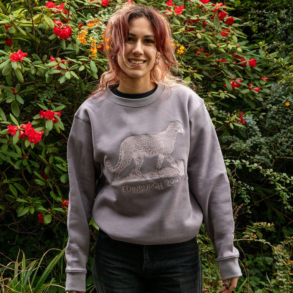 Edinburgh Zoo embroidered cheetah sweatshirt - dusty lilac