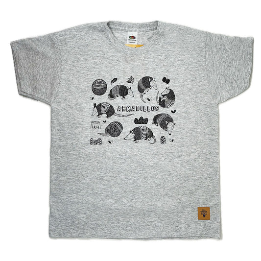 Edinburgh Zoo Multi Armadillo Print Children's T-Shirt - Sport Grey
