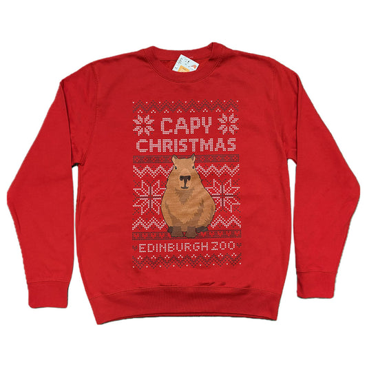 Edinburgh Zoo Capy Christmas Jumper - Red