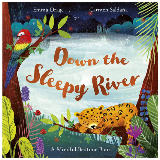 Let go of the day as you float along the sleepy river with the stars shining overhead, saying goodnight to the animals who are mindfully getting ready for bed. This peaceful bedtime read takes the form of a relaxing journey, beginning up a mountain as the sun starts to set, travelling down a river, passing sleepy animals and gently floating into the moonlit ocean.
The soothing text brings the reader's attention back to their breath and their body, helping little ones to be in the present moment and settle