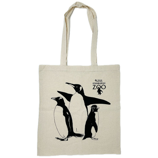 Get ready to strut your stuff (or waddle!) with the Edinburgh Zoo Penguin Cotton Tote Bag. Made from durable cotton, this tote bag features our amazing penguins&nbsp;and is sure to turn heads. Perfect for carrying your essentials while showing off your love for our feathered friends.