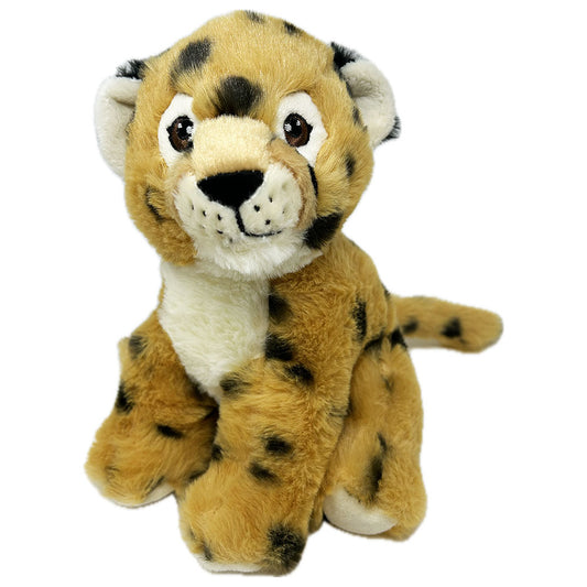 This Re-Pets Cheetah soft toy is a soft and huggable pal, made with eco friendly re-pets technology.
RPET (Recycled Polyethylene terephthalate) comes from plastic that has been used for packaging such as water and juice bottles. The plastic is collected, sorted, cleaned and shredded into pellets that can be melted again and spun into threads. The threads can then be knitted or woven into fabric that can be used in making your new favourite plush toy! 
Size: 19cm/7'5" 