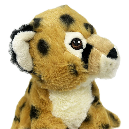 This Re-Pets Cheetah soft toy is a soft and huggable pal, made with eco friendly re-pets technology.
RPET (Recycled Polyethylene terephthalate) comes from plastic that has been used for packaging such as water and juice bottles. The plastic is collected, sorted, cleaned and shredded into pellets that can be melted again and spun into threads. The threads can then be knitted or woven into fabric that can be used in making your new favourite plush toy! 
Size: 19cm/7'5" 