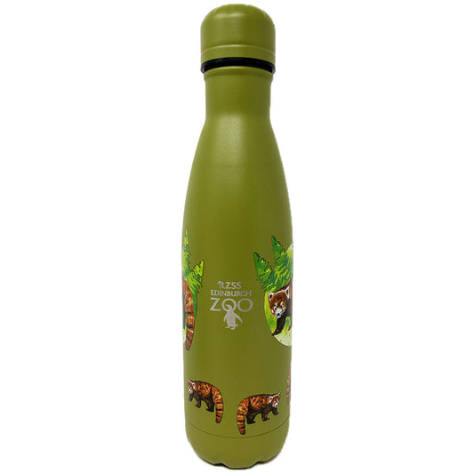 Stay Eco friendly with this recycled metal drinks bottle from Nature Vac featuring a sweet Red Panda design and our own Edinburgh Zoo Logo.
Double walled stainless steel vacuum insulated bottle will keep drinks hot for 12 hours or cool for 24 hours.
BPA Free, stainless steel.
500ml capacity 
Hand Wash