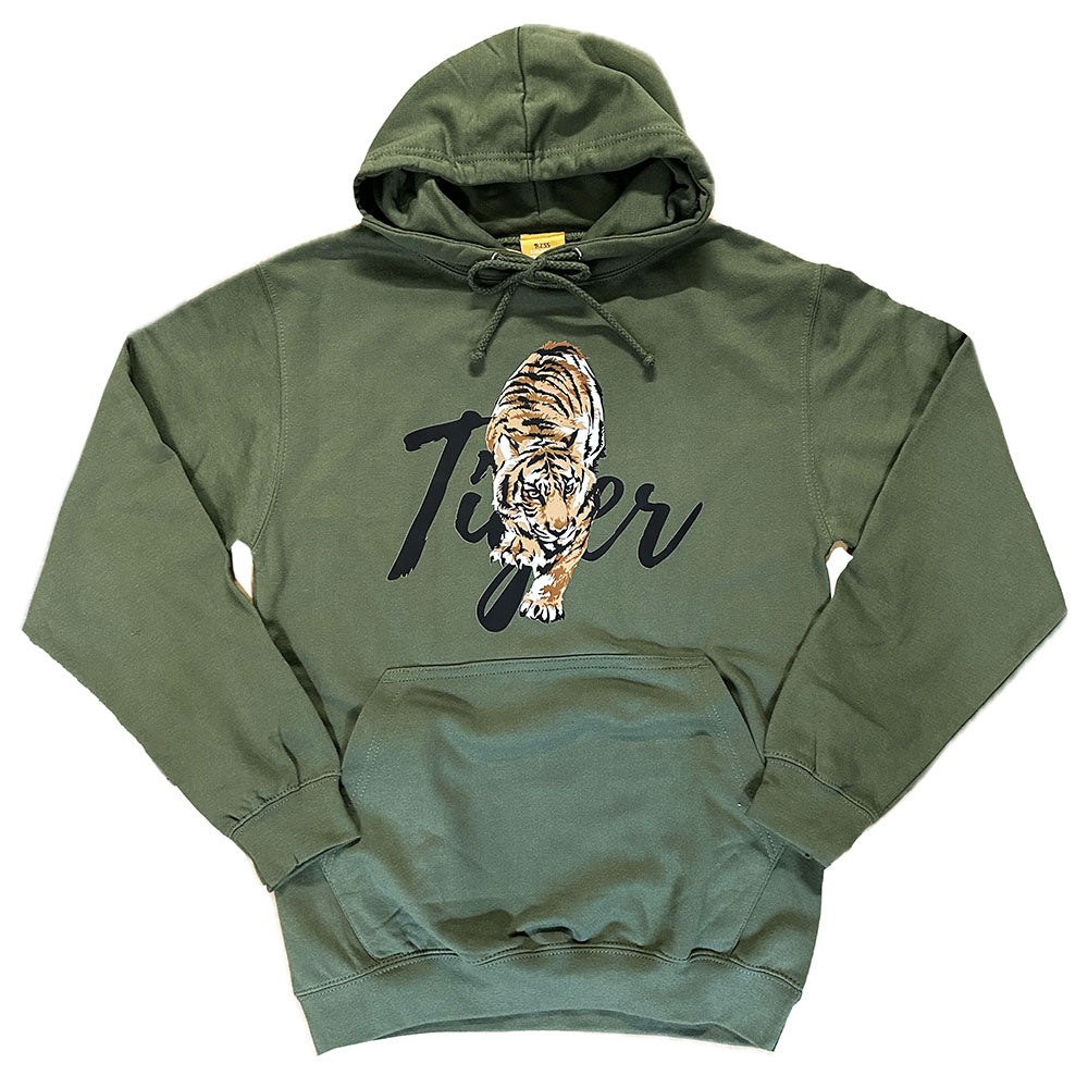 You’ll look grrrrrreat I this Edinburgh Zoo Tiger Hoodie in green. Double lined hood with drawcord, front pocket pouch, ribbed cuffs and hem, fleece back and classic fit.
80% cotton 20% Polyester