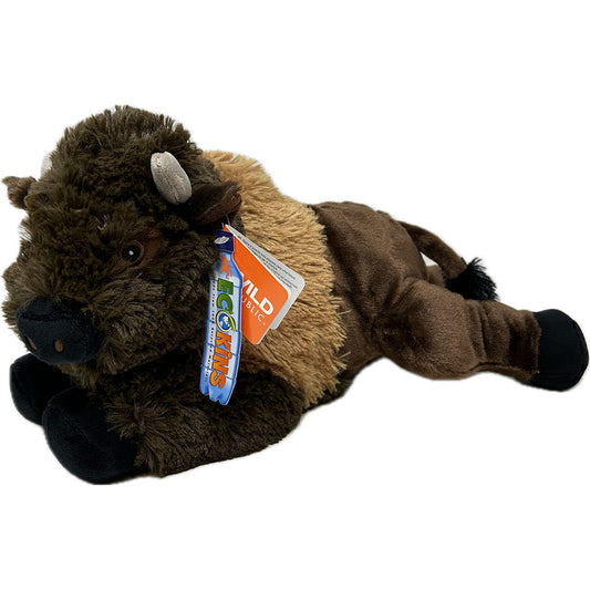 Wild Republic EcoKins Bison soft, plush toy is 30cm long, manufactured and stuffed with 100% recycled PET materials. This beautiful and educational toy is environmentally friendly, made from 16 recycled water bottles and extremely huggable.