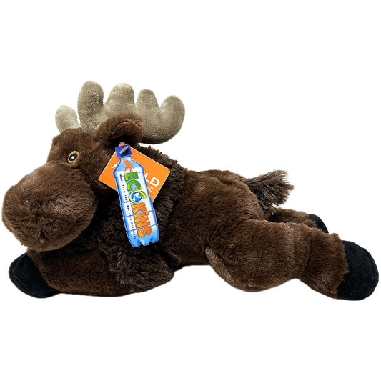 Wild Republic EcoKins Moose/Elk soft, plush toy is 30cm long, manufactured and stuffed with 100% recycled PET materials. This beautiful and educational toy is environmentally friendly, made from 16 recycled water bottles and extremely huggable.