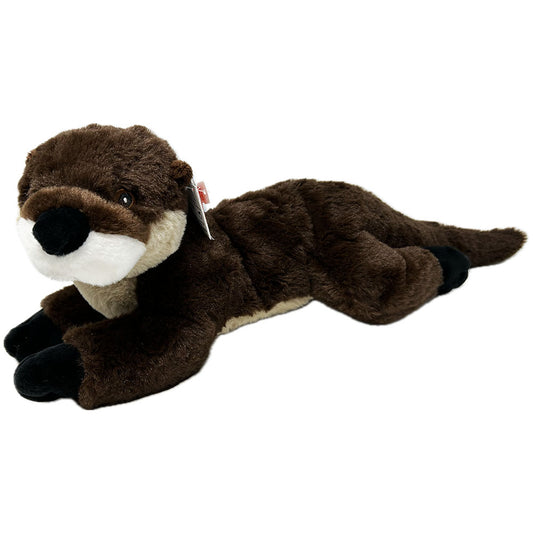 EcoKins Otter plush toy is 30cm long, manufactured and stuffed with 100% recycled PET materials. This beautiful and educational toy is environmentally friendly, made from 16 recycled water bottles and extremely huggable.
Otter groups are called a family, bevy, lodge, or romp. The latter is the most common term for a group of otters on land. A group of otters in the water is most often called a raft.
Hand wash.
30cm