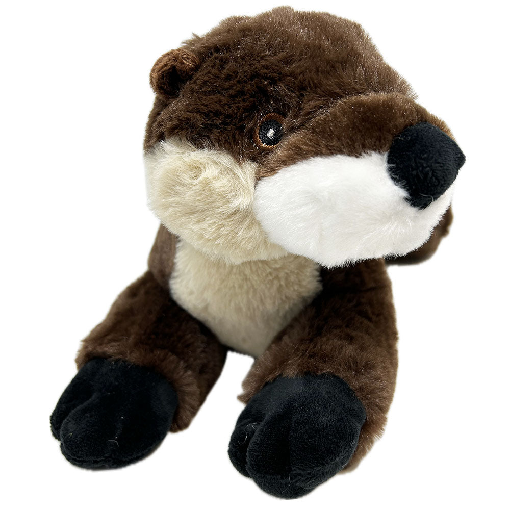 EcoKins Otter plush toy is 30cm long, manufactured and stuffed with 100% recycled PET materials. This beautiful and educational toy is environmentally friendly, made from 16 recycled water bottles and extremely huggable.
Otter groups are called a family, bevy, lodge, or romp. The latter is the most common term for a group of otters on land. A group of otters in the water is most often called a raft.
Hand wash.
30cm