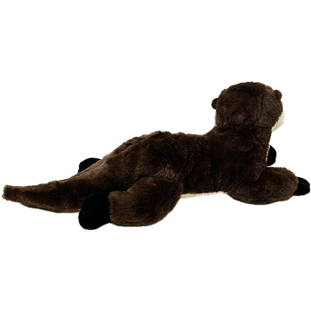 EcoKins Otter plush toy is 30cm long, manufactured and stuffed with 100% recycled PET materials. This beautiful and educational toy is environmentally friendly, made from 16 recycled water bottles and extremely huggable.
Otter groups are called a family, bevy, lodge, or romp. The latter is the most common term for a group of otters on land. A group of otters in the water is most often called a raft.
Hand wash.
30cm