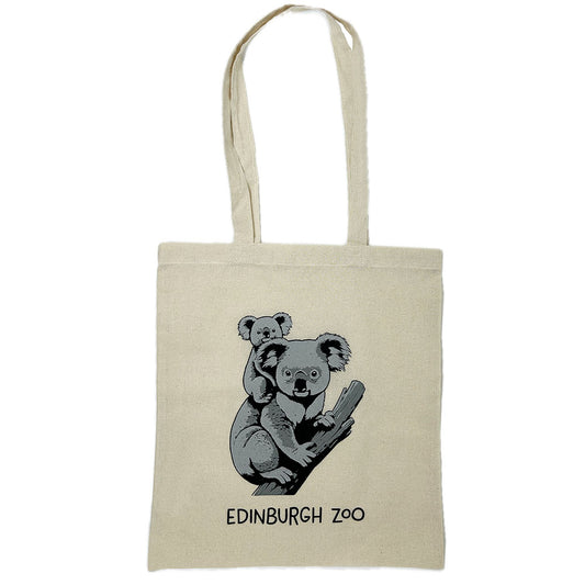 Get ready to "koala" off in style with the Edinburgh Zoo Koala Cotton Bag! Made with soft cotton material and measuring 38 x 41cm, this bag is perfect for carrying your essentials while showing off your love for these adorable marsupials. Don't "bear" the weight of plastic bags, choose this environmentally friendly and cuddly option!
