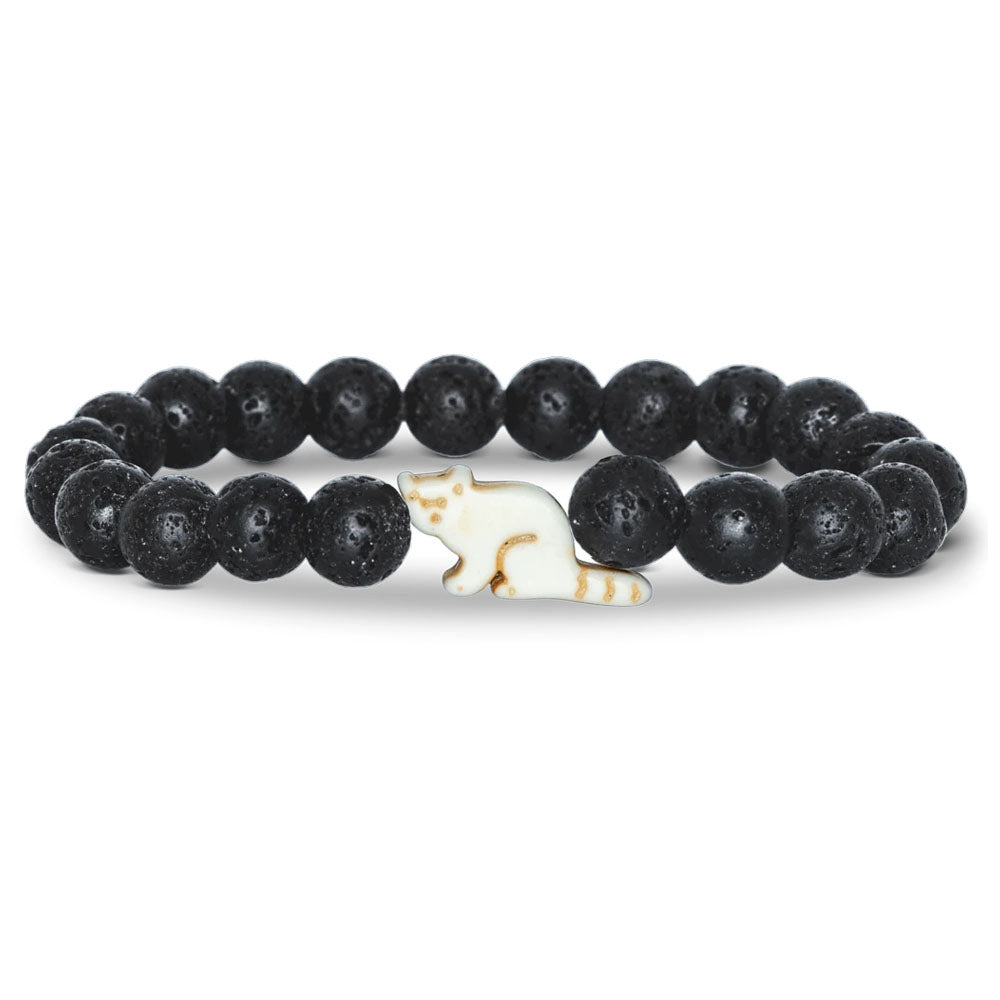 Fahlo red panda bracelet - lava stone