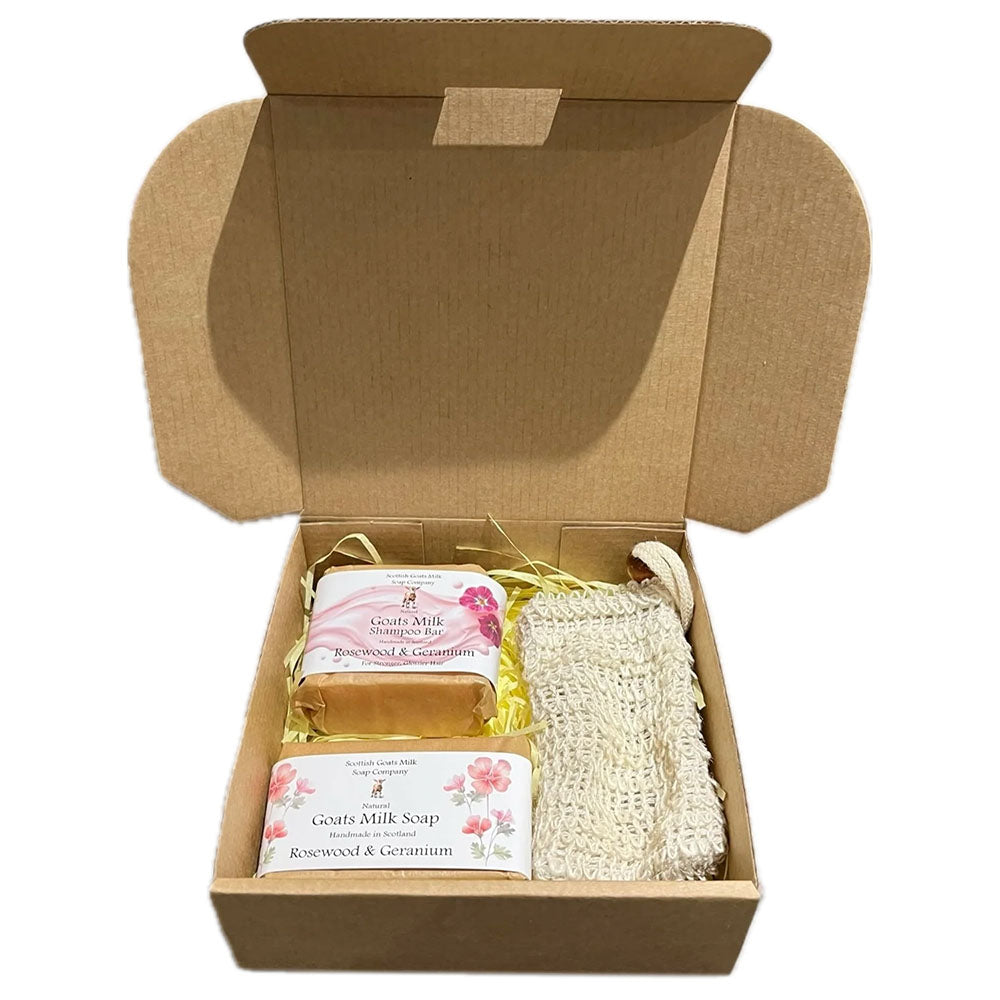 Goatsmilk Rosewood & Geranium Shampoo and Soap Gift Set