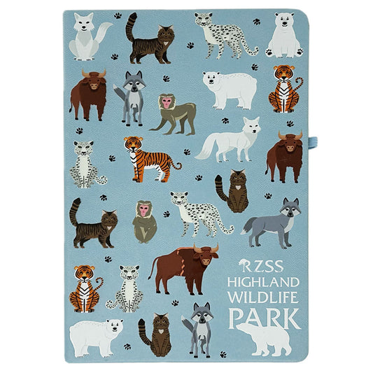 Get your hooves on this fun Highland Wildlife Park notepad in mint blue. A5 in size, lined pages, hardback with elastic band closure, elastic pen holder and separator ribbon.
Perfect for fans of our Highland Wildlife Park.