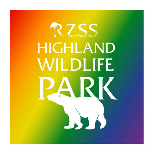 Join us in celebrating Pride with this rainbow pin from the Royal Zoological Society of Scotland, Highland Wildlife Park.
Made from aluminium and backed with a butterfly closure, 25mm x 25mm.