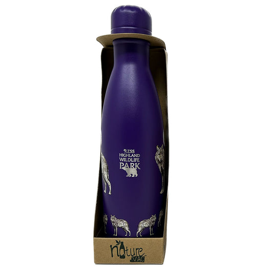 Stay Eco friendly with this recycled metal drinks bottle from Nature Vac featuring a sharp Wolf design and our own Highland Wildlife Park Logo.