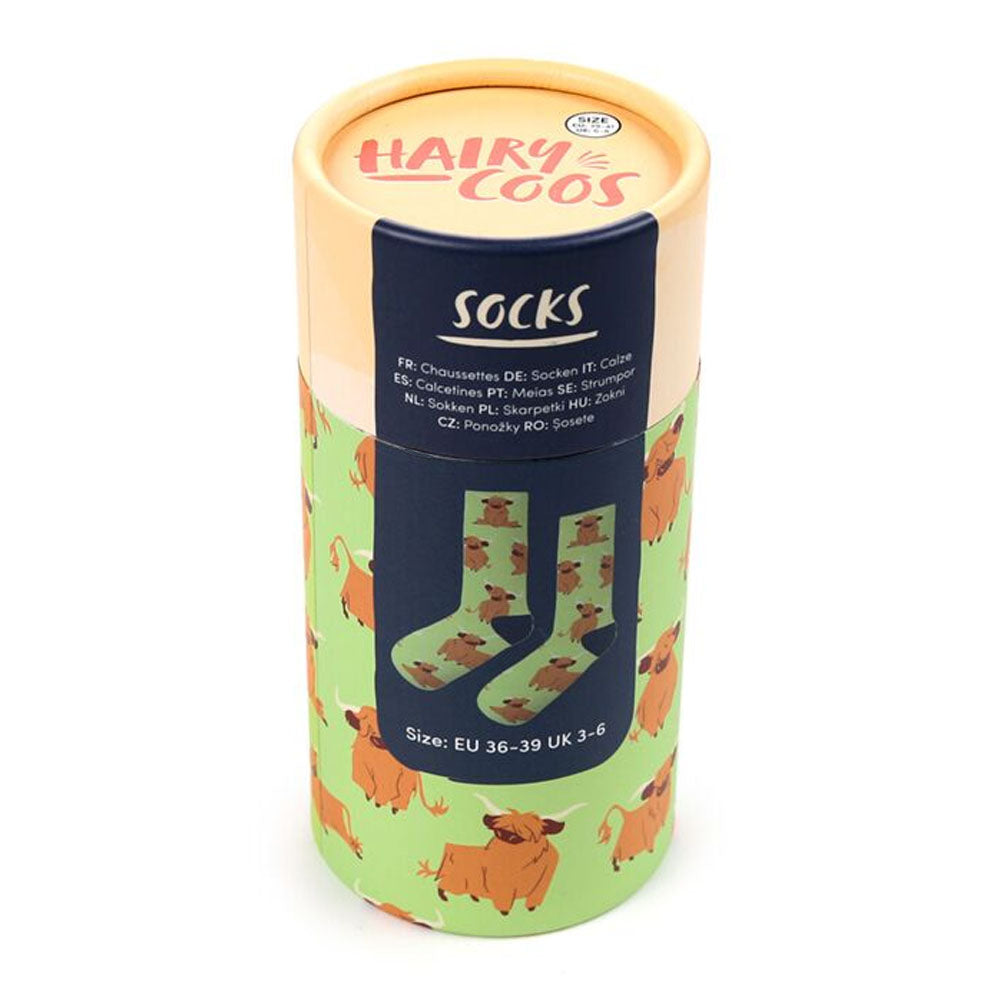 Highland Cow Socks in a Tube Size UK3-6
