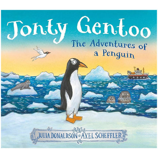 Join a plucky little penguin on the journey of a lifetime, in this fabulous new picture book from superstar author and illustrator Julia Donaldson and Axel Scheffler.
Jonty the little gentoo penguin longs to find his true home at the South Pole.
One night, he sneaks out of the zoo and sets off on an amazing adventure, all the way to Antarctica (with an accidental detour to the North Pole!)