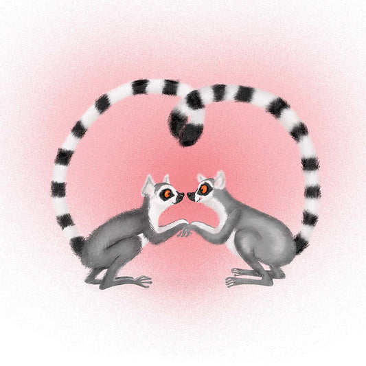 Give some love with this Lemurs In Love Greetings Card by Leopardy Nonsense. Designed and made in the UK on recycled paper and supplied in a compostable bag.
Blank inside for your own message.
Folded Card 10.5 x 14.7cm
Leopardy Nonsense, aka Elaine Macintyre is an illustrator from Edinburgh who captures simple joy and humour in her work. 