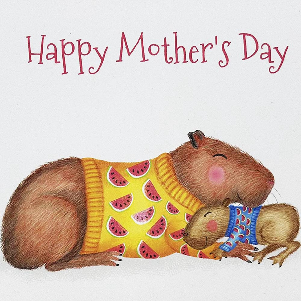 Capybara Mother's Day greeting card