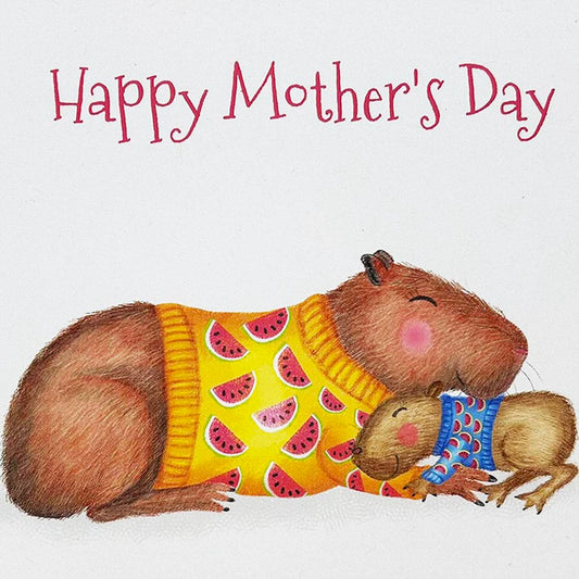 Capybara Mother's Day greeting card