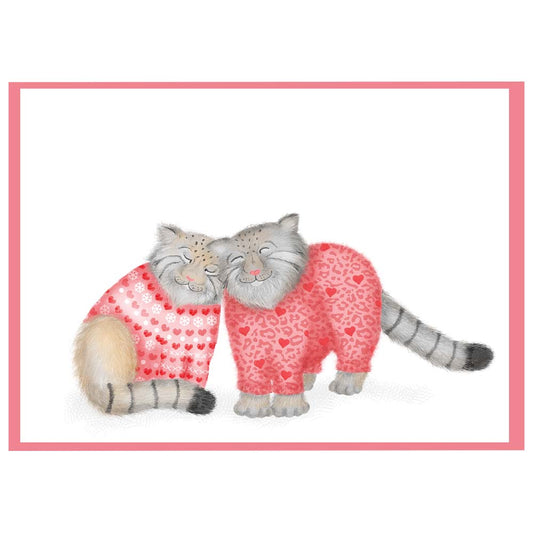 Give some love with this Pallas's Cat In Love Greetings Card by Leopardy Nonsense. Designed and made in the UK on recycled paper and supplied in a compostable bag.
Blank inside for your own message.
Folded Card 10.5 x 14.7cm
Leopardy Nonsense, aka Elaine Macintyre is an illustrator from Edinburgh who captures simple joy and humour in her work. 