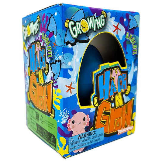 Watch your own axolotl egg hatch n' grow with this unique toy. Place the 6.5cm egg in water and wait. The egg will hatch after a few days and continue to grow for 14 days.