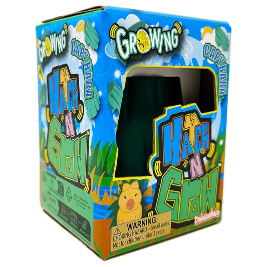 Watch your own capybara egg hatch n' grow with this unique toy. Place the 6.5cm egg in water and wait. The egg will hatch after a few days and continue to grow for 14 days.