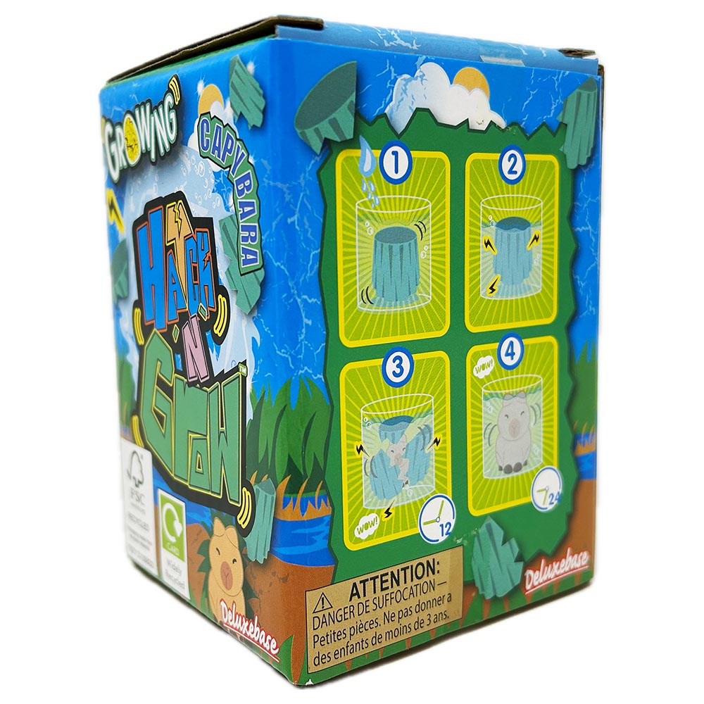 Watch your own capybara egg hatch n' grow with this unique toy. Place the 6.5cm egg in water and wait. The egg will hatch after a few days and continue to grow for 14 days.