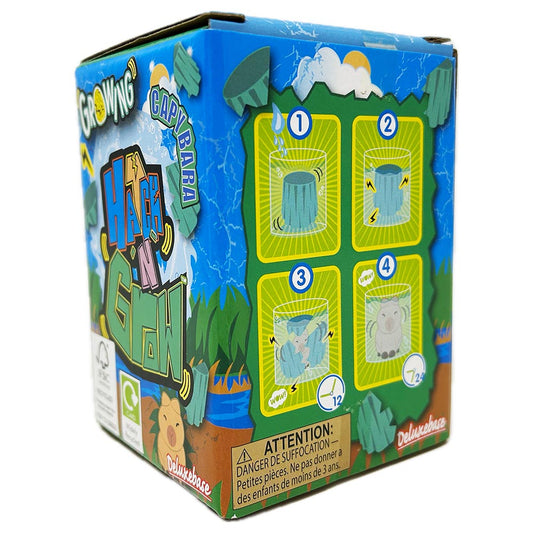 Watch your own capybara egg hatch n' grow with this unique toy. Place the 6.5cm egg in water and wait. The egg will hatch after a few days and continue to grow for 14 days.