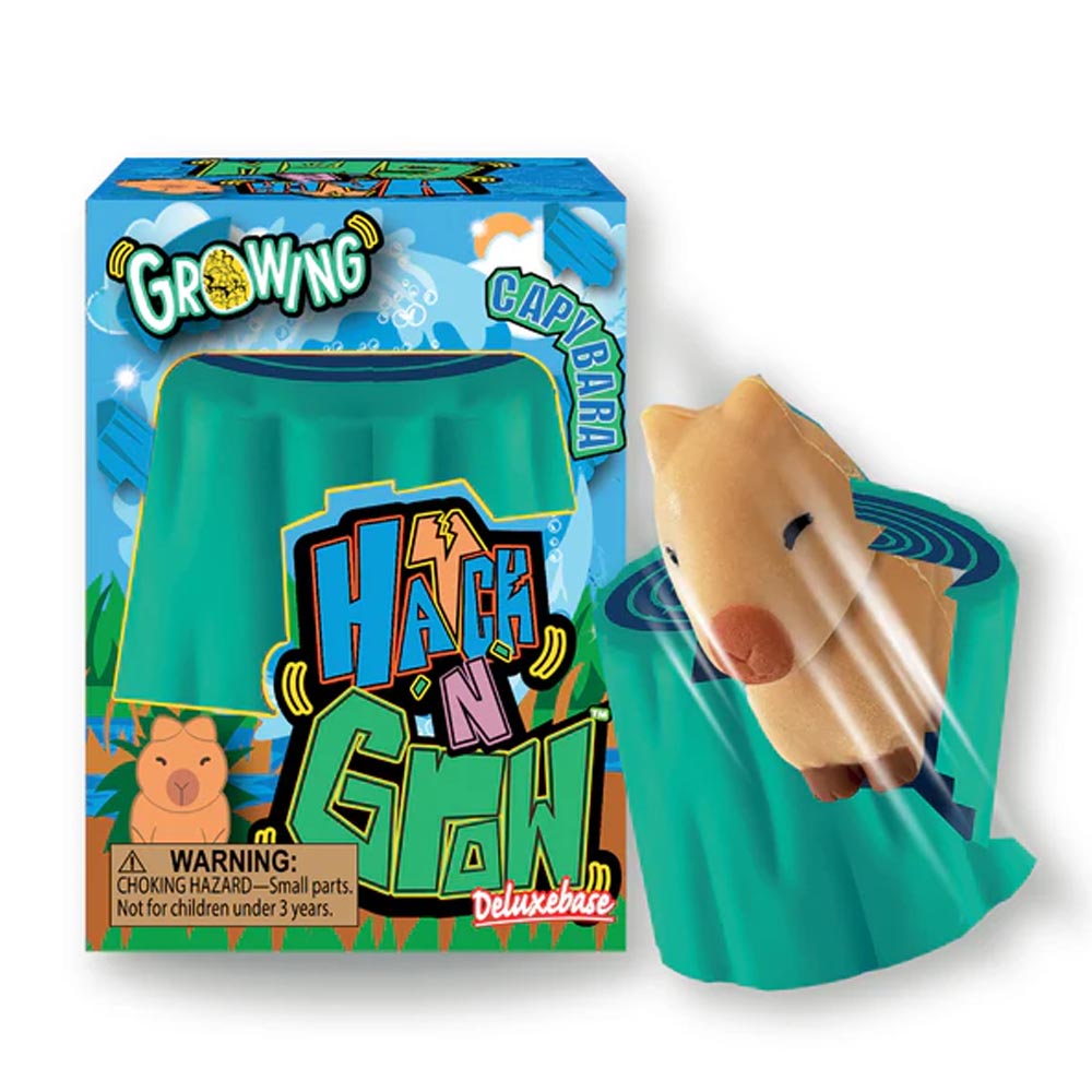Watch your own capybara egg hatch n' grow with this unique toy. Place the 6.5cm egg in water and wait. The egg will hatch after a few days and continue to grow for 14 days.