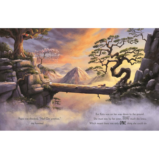 The Pandas Who Promised is an action-packed, heart-warming tale about family, adventure and being true to yourself.
High on a misty mountainside, red panda cubs Popo and Ketu live happily with their mama. As the sisters grow, they promise Mama that they will always stay close to home. But while cautious Popo is content to spend her days in the family's cosy treetop nest, bold Ketu dreams of excitement and exploration. So when Ketu creeps off down the mountain in search of adventure, Popo must make a choice