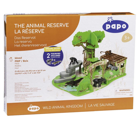 Enjoy a fun and exciting world through play for young children with the authentic and detailed products by Papo. Ignite children's imagination and fuel educational play with experiences that are full of adventure and wonder. This Papo Wooden Animal Reserve is suitable for children between 3 to 8 Years. PLEASE NOTE - ONLY 2 FIGURES ARE INCLUDED.