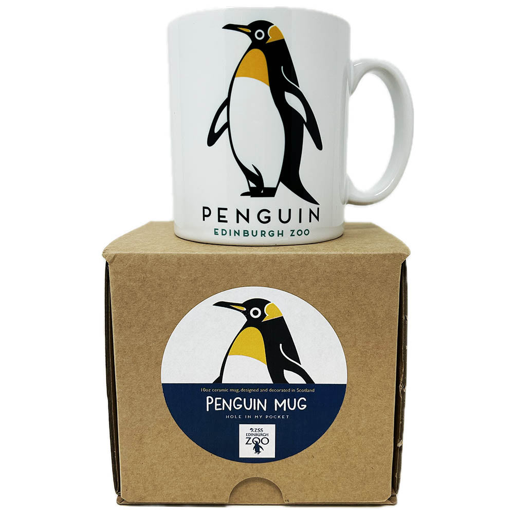 This Edinburgh Zoo Penguin Mug is a fun addition to your home of office. Enjoy something hot with this cool design.
Edinburgh Zoo has come together with Hole In My Pocket to create a fun, retro range of penguin themed products. Shop the collection here.
Illustrated by Allistair Burt, Hole In My Pocket
93mm high
