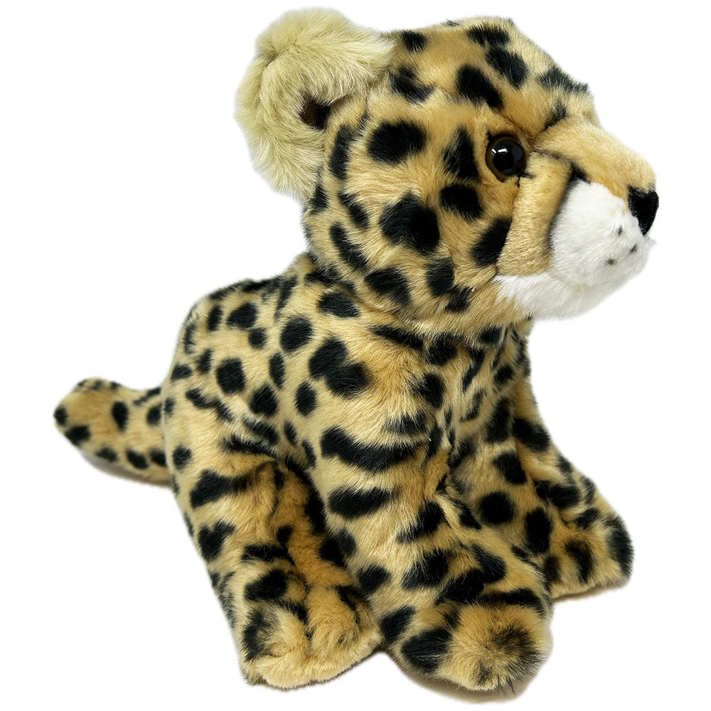 This Cheetah soft toy has a plush body, fluffy chin and extra fluffy ears. By purchasing this cheetah you will be supporting an education project in Indonesia through Plan International.
The toy stands approximately 18cm tall.
Wipe clean.