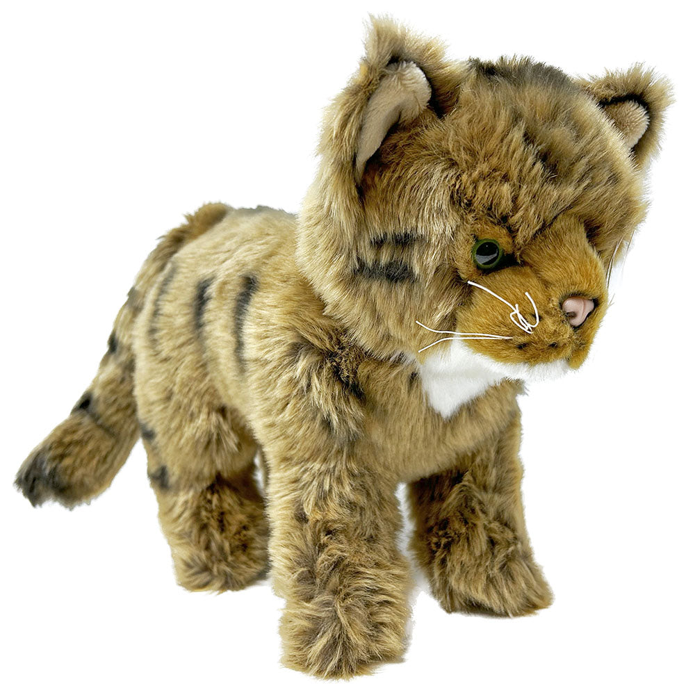 This Scottish wildcat soft toy is so soft and cuddly. A bespoke product, made for the RZSS wildcat conservation project. Find out more about this project by visiting rzss.org.uk/wildcats. By purchasing this wildcat, you will also be supporting an education project in Nepal through Plan International. The wildcat toy stands approximately 22cm (7.5") tall. Exclusive Royal Zoological Society of Scotland conservation logo on the label.