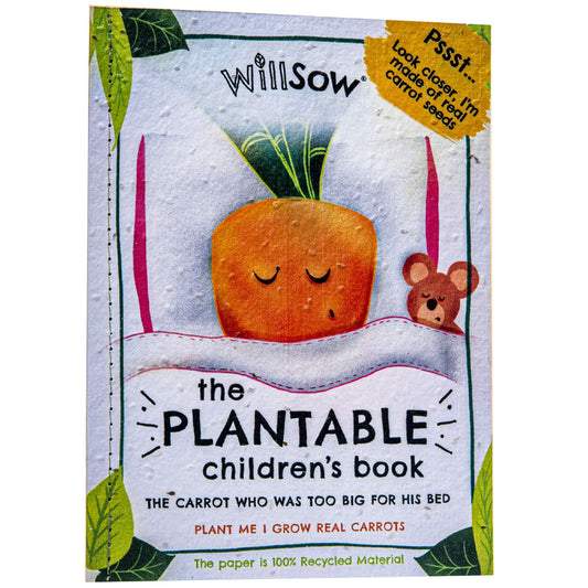 Carrot loves his nice warm bed. But soon he wants to explore the big wide world. Who will help him pull up his roots and move on? This delightful story for youngsters is printed on paper containing real carrot seeds. So you can have lots of fun reading the story and growing your own carrots together.
