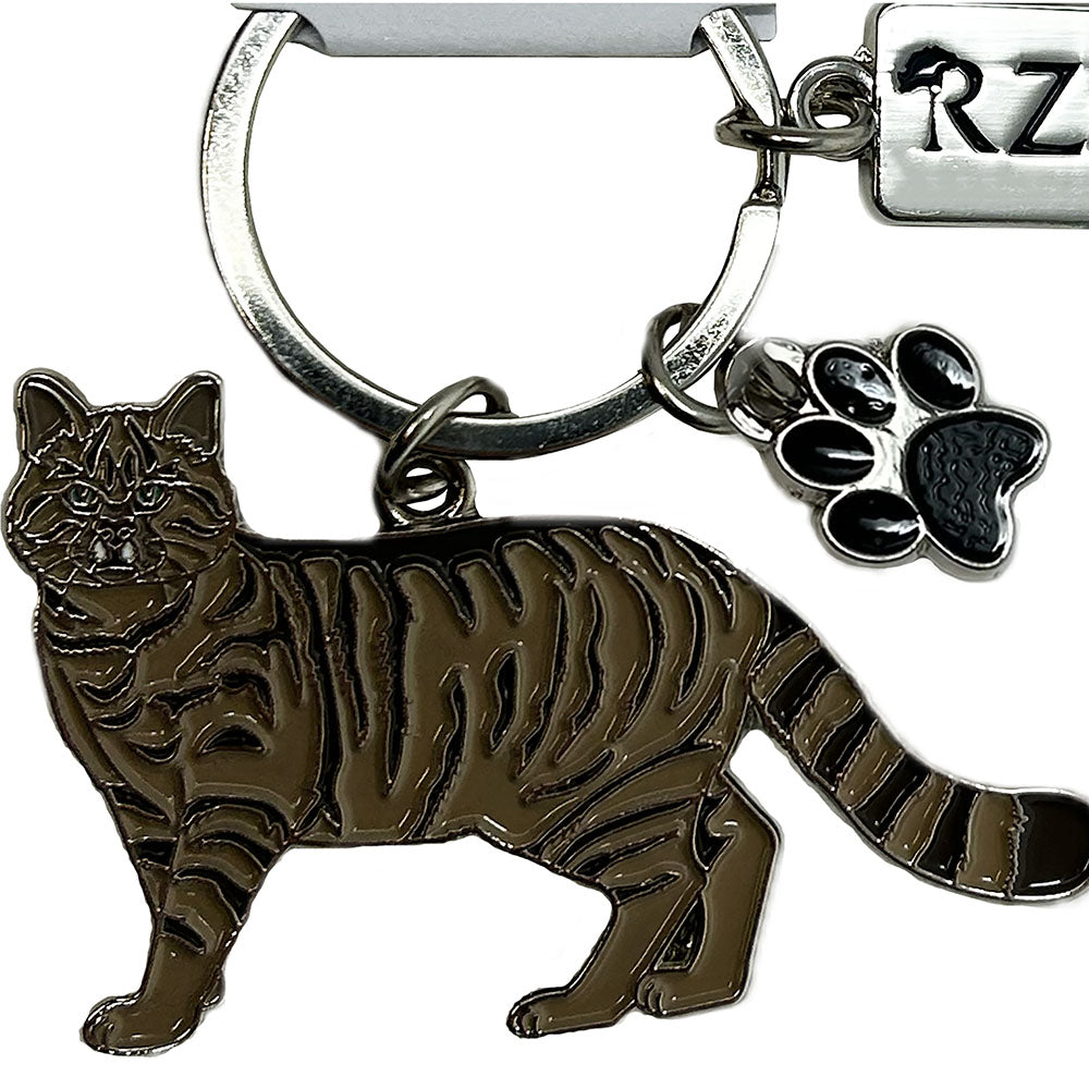 Get your paws on this RZSS Scottish Wildcat Keyring. 8cm x 6cm hanging with extra paw charm and RZSS, Edinburgh Zoo & Highland Wildlife Park logos.