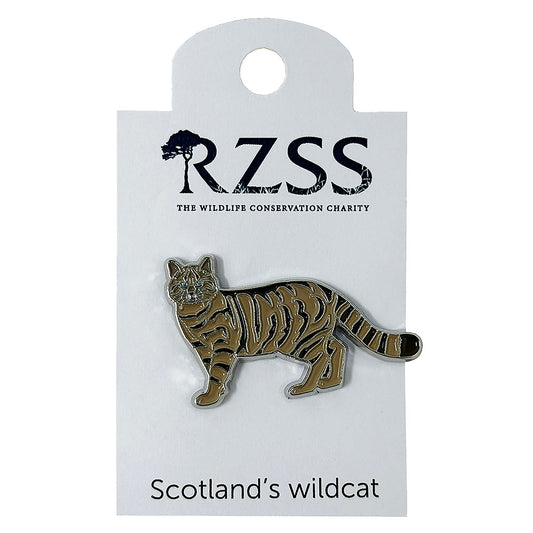 Get your paws on this RZSS Scottish Wildcat Pin Badge.  4cm x 2.5cm in size with safety stud back release.