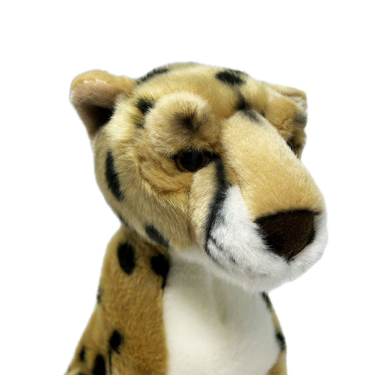 This cheetah soft toy has a luscious plush body in cheetah print with soft nose and shiny eyes.
Eco friendly stuffing made with recycled plastic bottles, extra fun for cuddles while staying environmentally friendly.
Cheetahs are the FASTEST land animals in the world over short distances and can reach speeds of up to 75mph. They can reach 60mph in just three seconds!
28cm tall
Hand Wash
