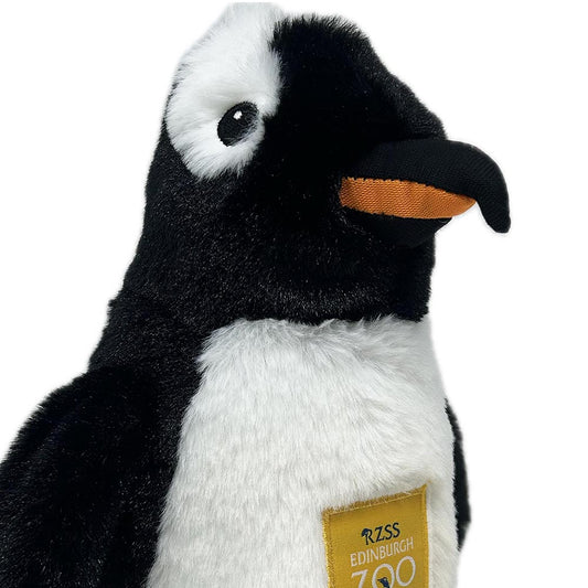 Waddle this way with our Edinburgh Zoo Gentoo Penguin embroidered with our famous Edinburgh Zoo logo. This perfectly cuddly pall is made from 100% recycled materials and sports embroidered eyes and a fabulously expressive beak.
Keep up with our penguins on the Penguin Cam here.
25cm