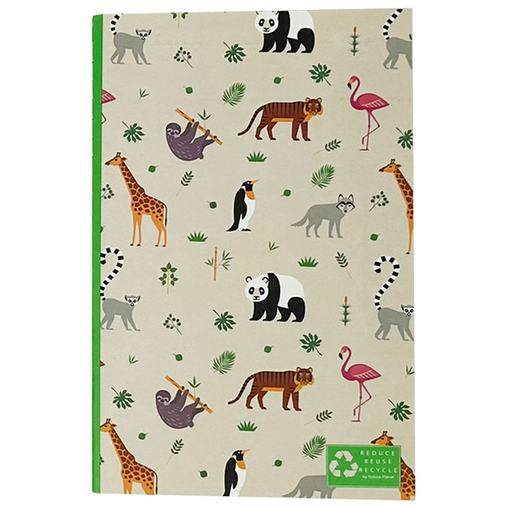 Colourful notebook with pages made from recycled paper, collect all 7 designs! Dimensions: 13cm x 20cm Available in penguin, flamingo and wildlife designs. Price shown is per notebook.