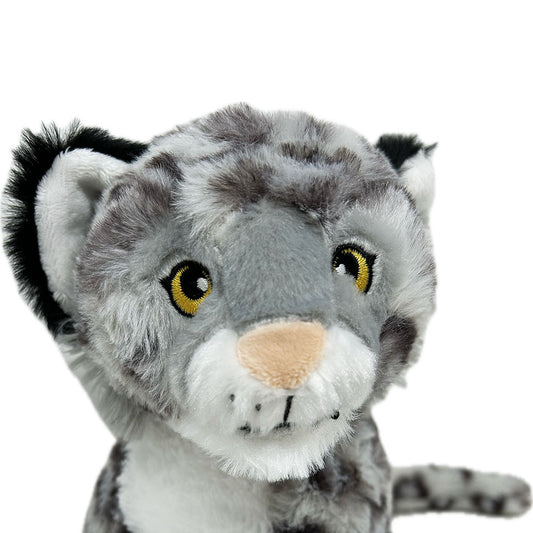 This Re-Pets Snow Leopard soft toy from Nature Planet is a soft and huggable pal, made with eco friendly re-pets technology.
RPET (Recycled Polyethylene terephthalate) comes from plastic that has been used for packaging such as water and juice bottles. The plastic is collected, sorted, cleaned and shredded into pellets that can be melted again and spun into threads. The threads can then be knitted or woven into fabric that can be used in making your new favourite plush toy! 
Size: 19cm/7'5" 