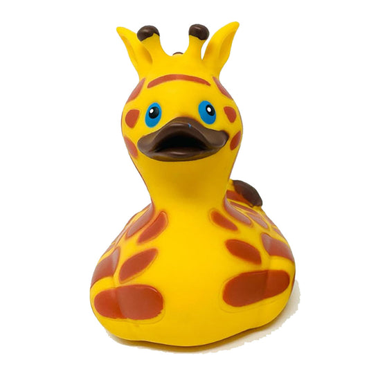 Take your bath time to the next level with this quirky rubber duck featuring a playful giraffe design. At 10 cm long, you'll have a blast with this added touch of whimsy. Splash away all your troubles and let your imagination run wild!